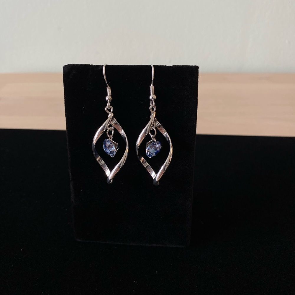 Vintage Studio 54 Disco Style Silver Earrings